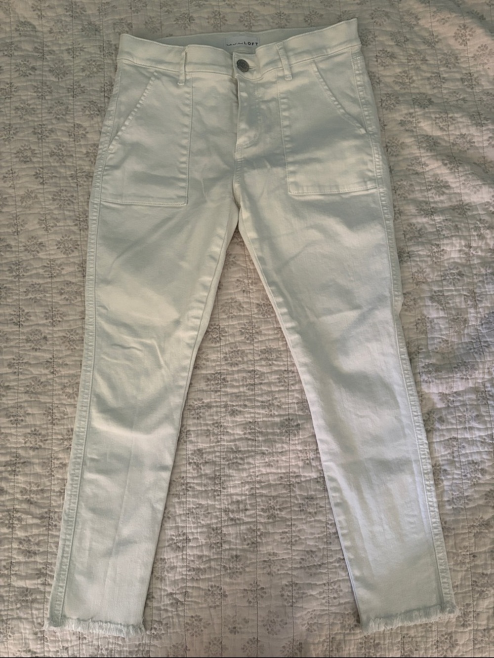 LOFT White Cropped Skinny Pants